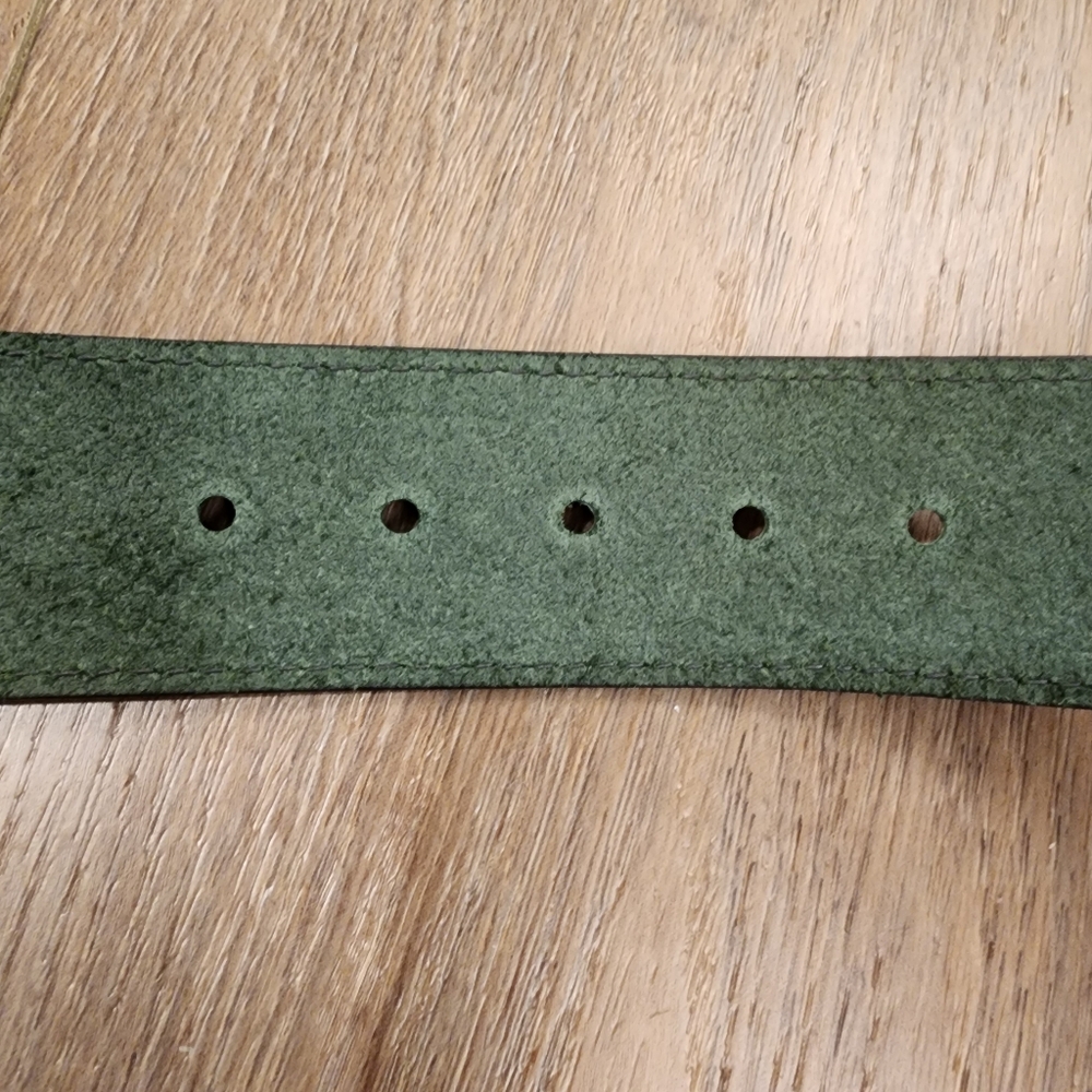 Vintage Forest Green Glazed Aniline Leather Wide Belt Naturally Distressed 30 - Picture 7 of 8